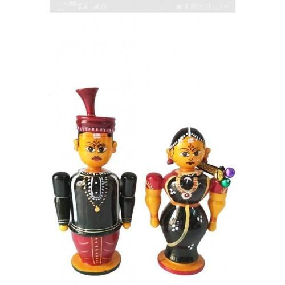Handmade Lacquer Wooden Etikoppaka Toy Of Love Couple