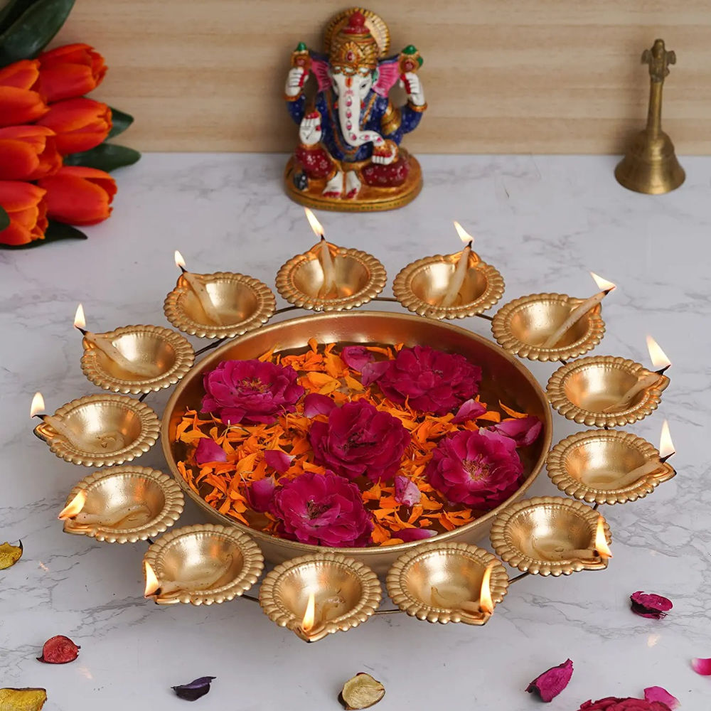 Fancy Golden Urli Tabletop Diya