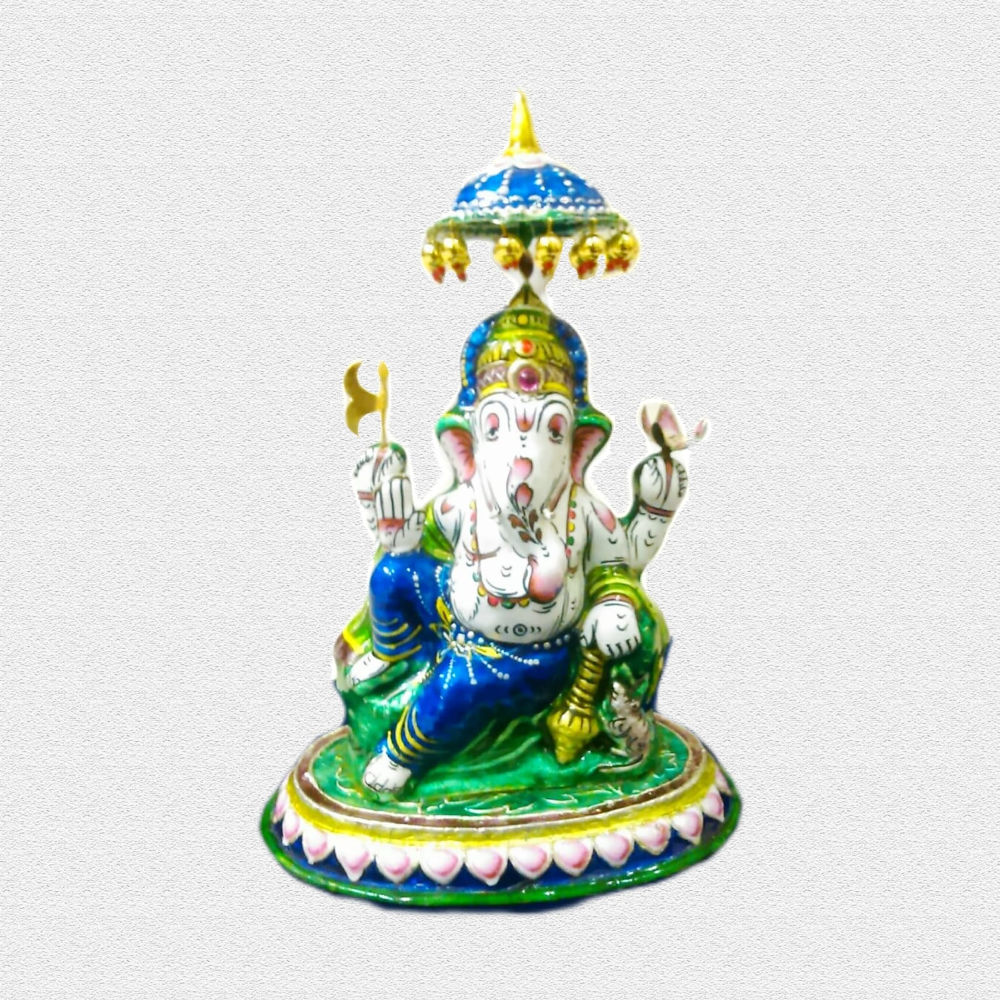 Ganeshji Aashirwaad Banaras Gulabi Meenakari Art - 1