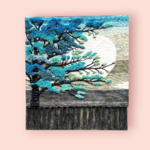 Ghazipur Handmade Jute Wall-Hanging Blue Tree