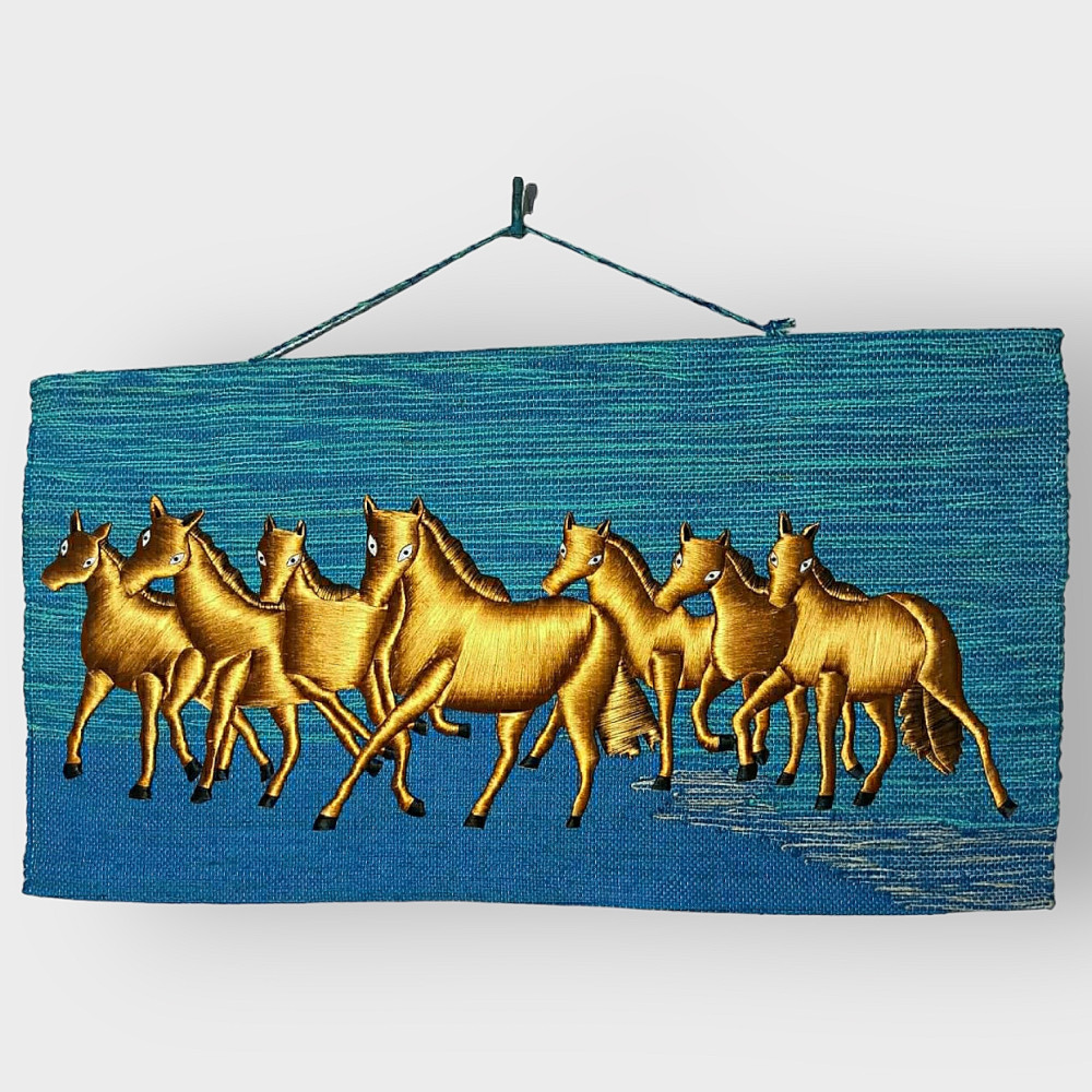 Ghazipur Handmade Jute Wall-Hanging Horses