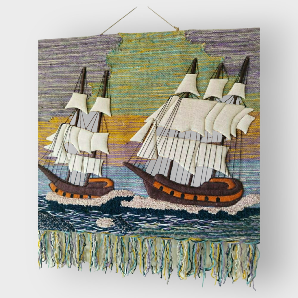 Ghazipur Handmade Jute Wall-Hanging Two Ship