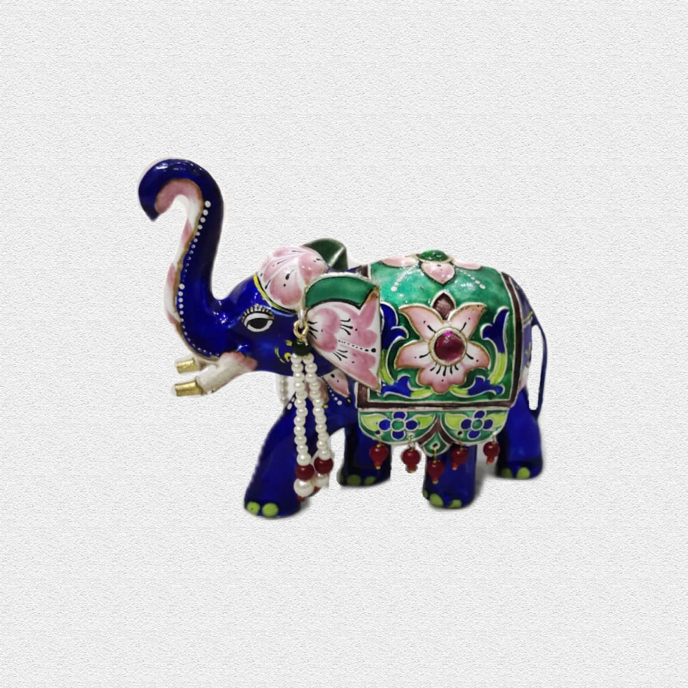 Gigantic Elephant Banaras Gulabi Meenakari Art - 1