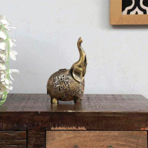 Gold Metal Painted Elephant Animal Figurine
