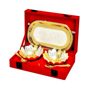 Golden Brass Lotus Shape Bowl set of 2