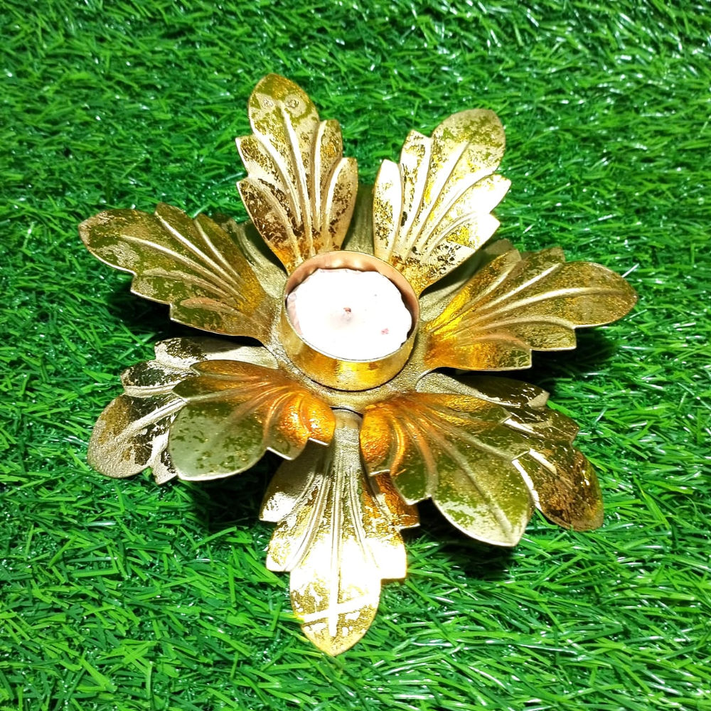 Golder Fancy Flower Tealight Diya