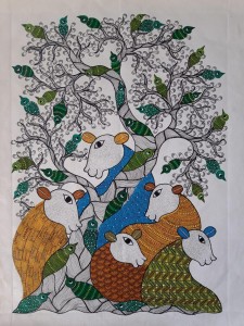 Gond Art Beautiful Bears Picture