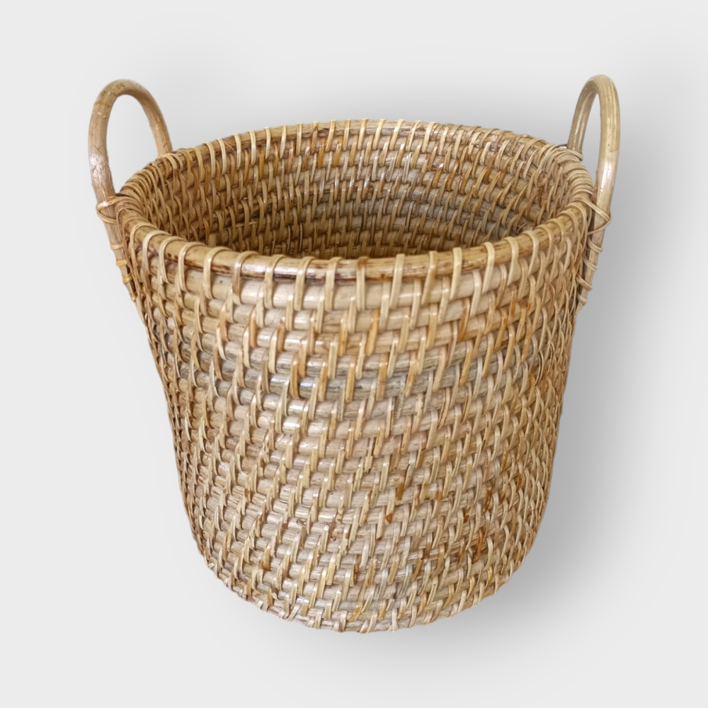 Hand Crafted Big round Basket with Lid - 1