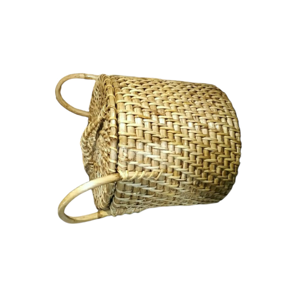 Hand Crafted Big round Basket with Lid - 4