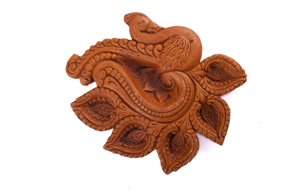 Handmade Terracotta Diwali Navaratri Diya with 5 Diya's - 0