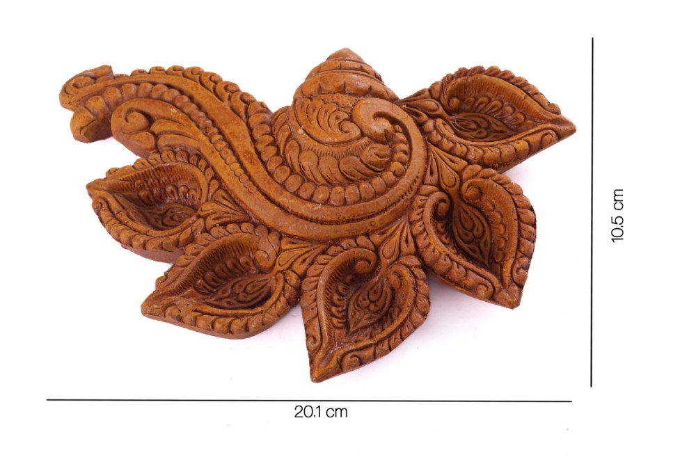 Handmade Terracotta Diwali Navaratri Diya with 5 Diya's (II)