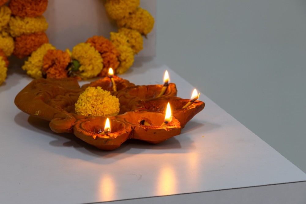 Handmade Terracotta Diwali Navaratri Diya with 5 Diya's (IV) - 0