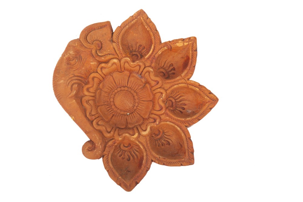 Handmade Terracotta Diwali Navaratri Diya with 5 Diya's (IV)