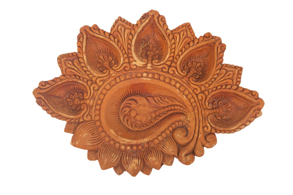 Handmade Terracotta Diwali Navaratri Diya with 5 Diya's (V)