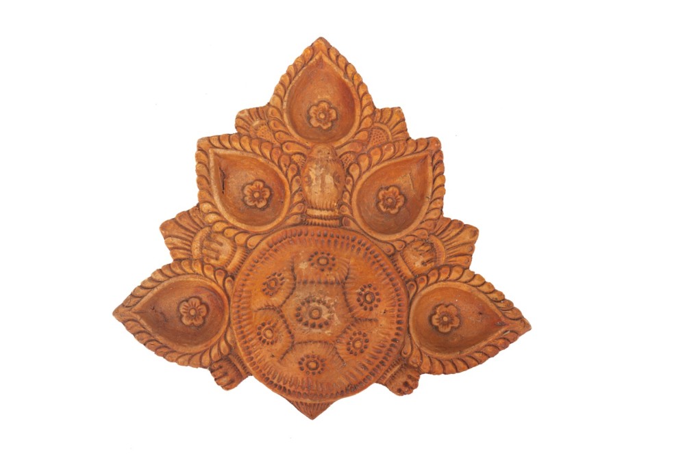 Handmade Terracotta Diwali Navaratri Diya with 5 Diya's (VI) - 0