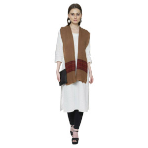 Himalayan doru design stole in Brown Colour