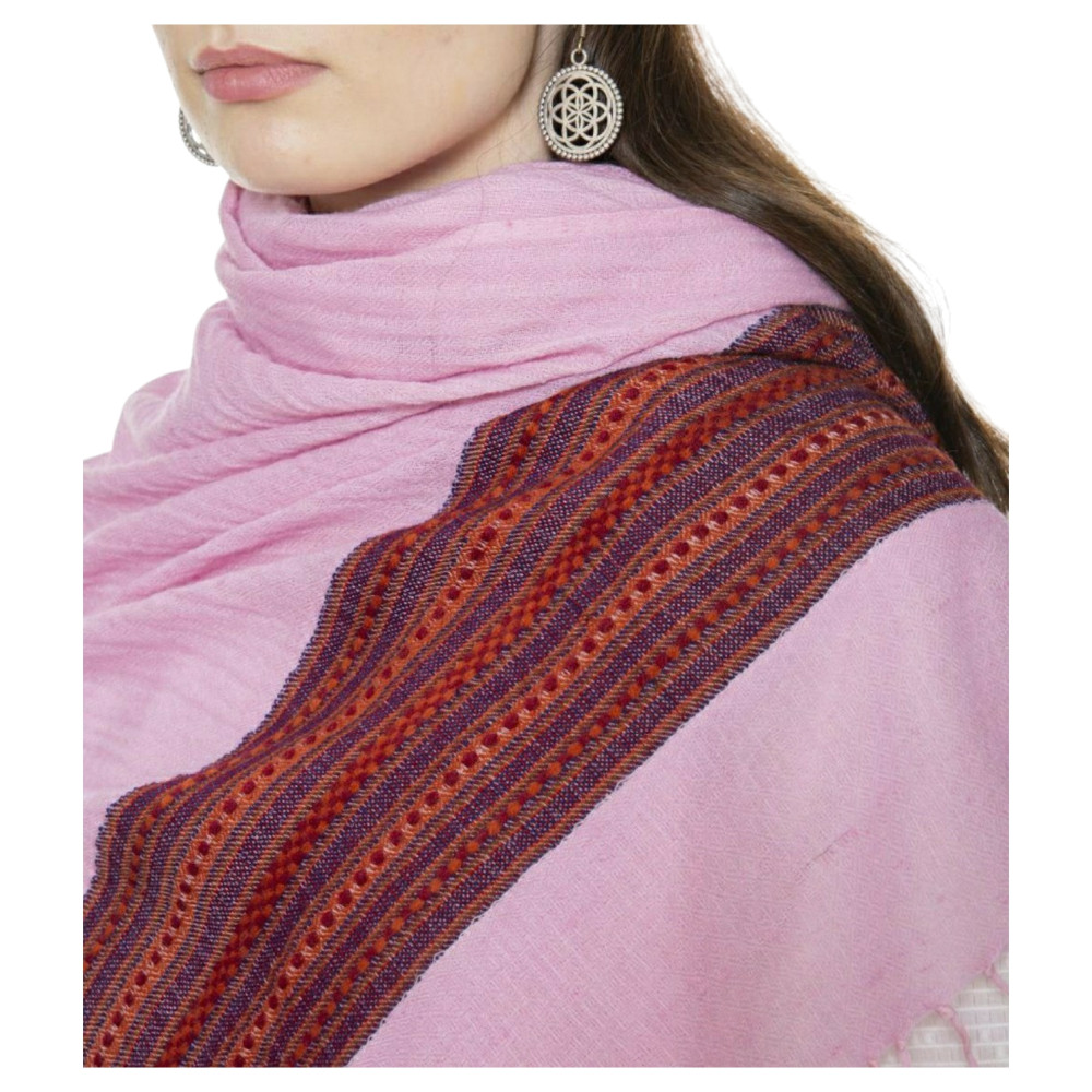 Himalayan doru design stole in Pink Colour - 2