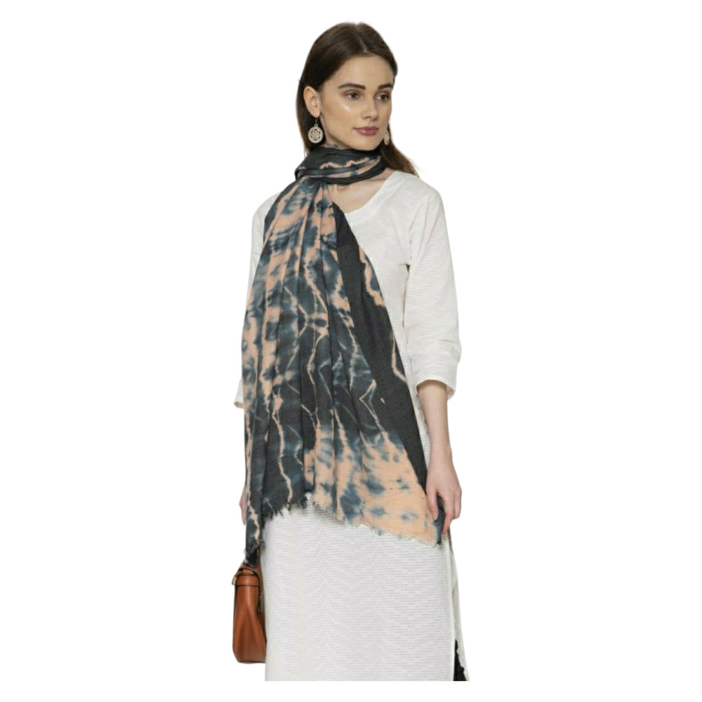 Himalayan Merino wool plain shawl tie-dye pattern - 0