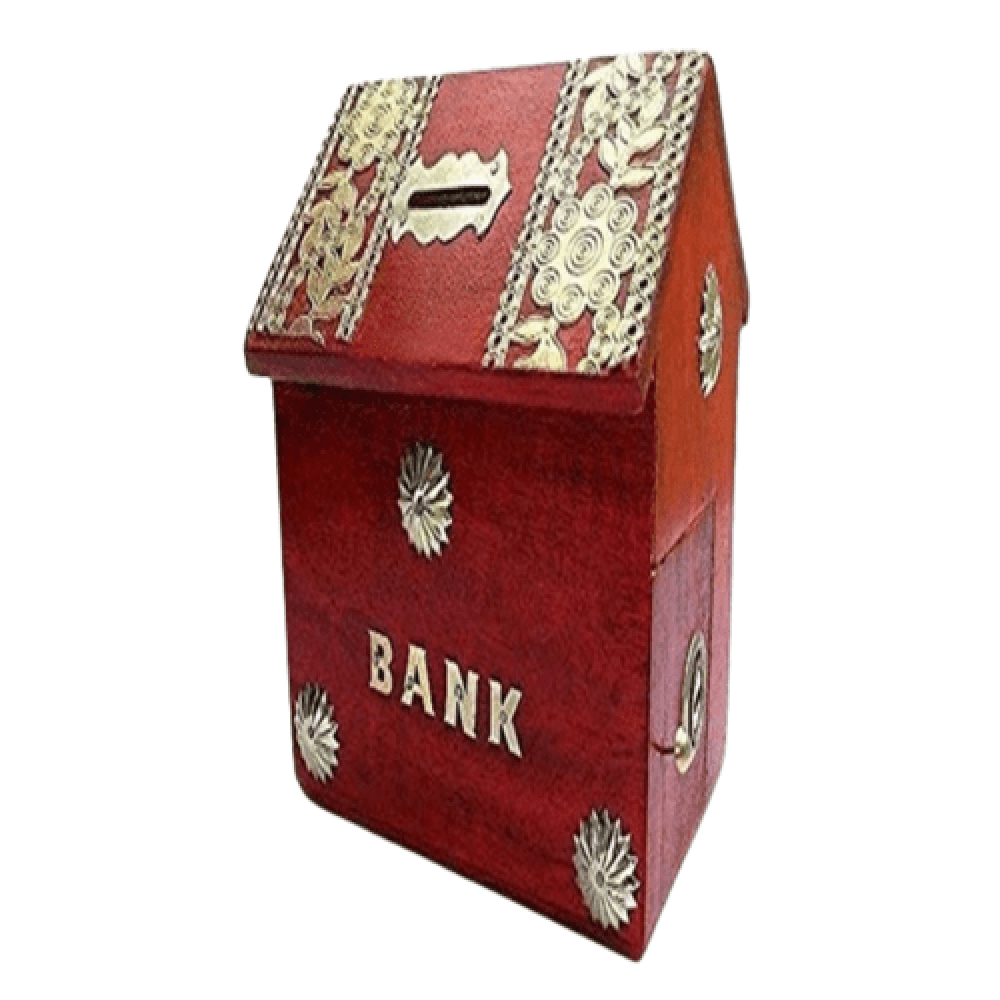 House Shaped Wooden Bank