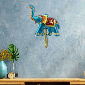 Iron Painted Elephant Key Holder Wall Hanger