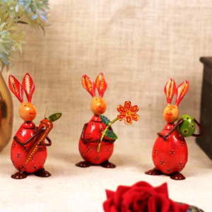 Iron painted Rabbit Small Egg Set Of 3