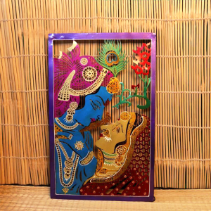 Iron Painted Rect Radha Krishna With Led