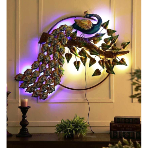 Iron Peacock Wall Art Red In Blue