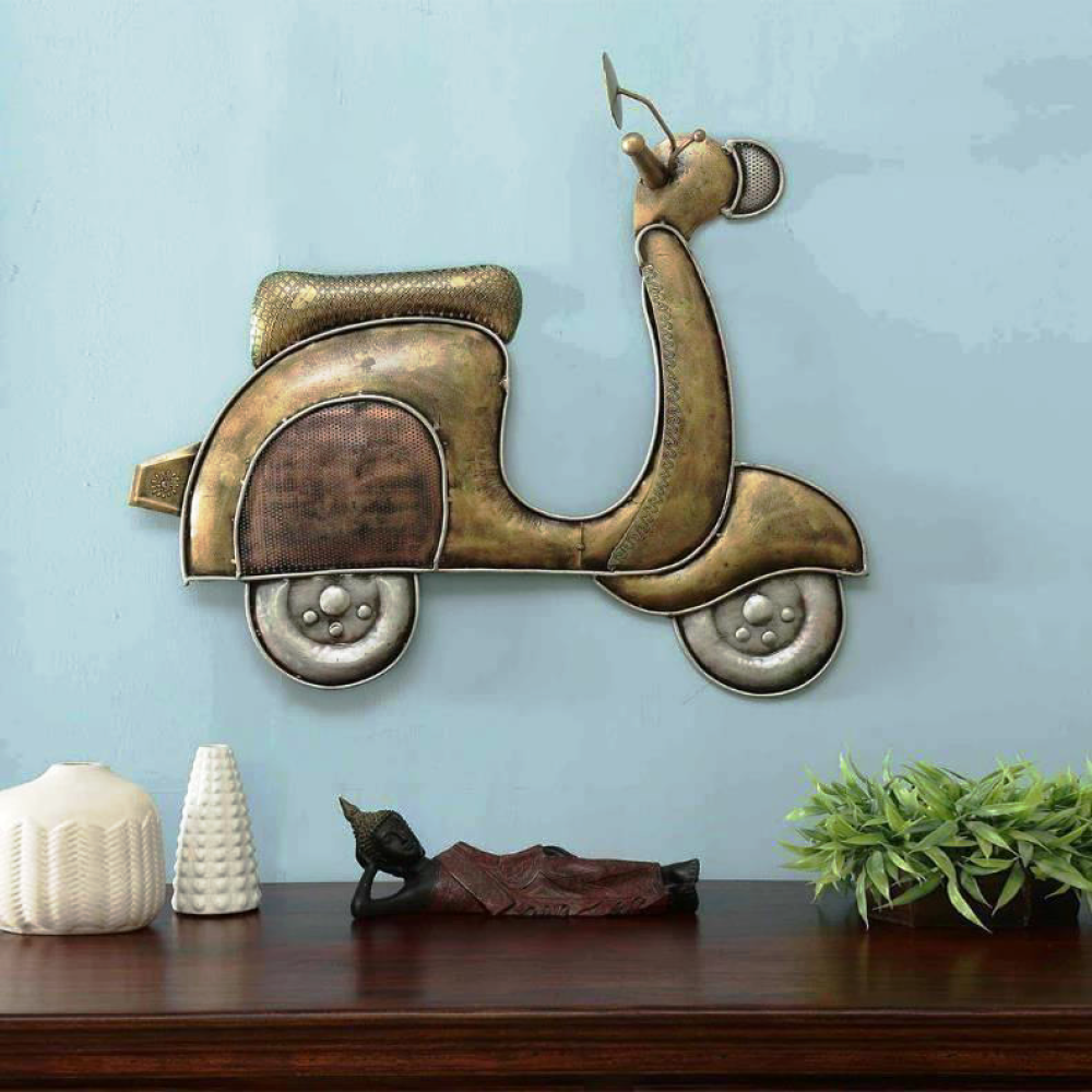 Iron Scooter Wall Art In Gold