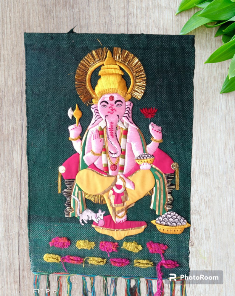 Jute Wall Hanging of Ganesh - 0