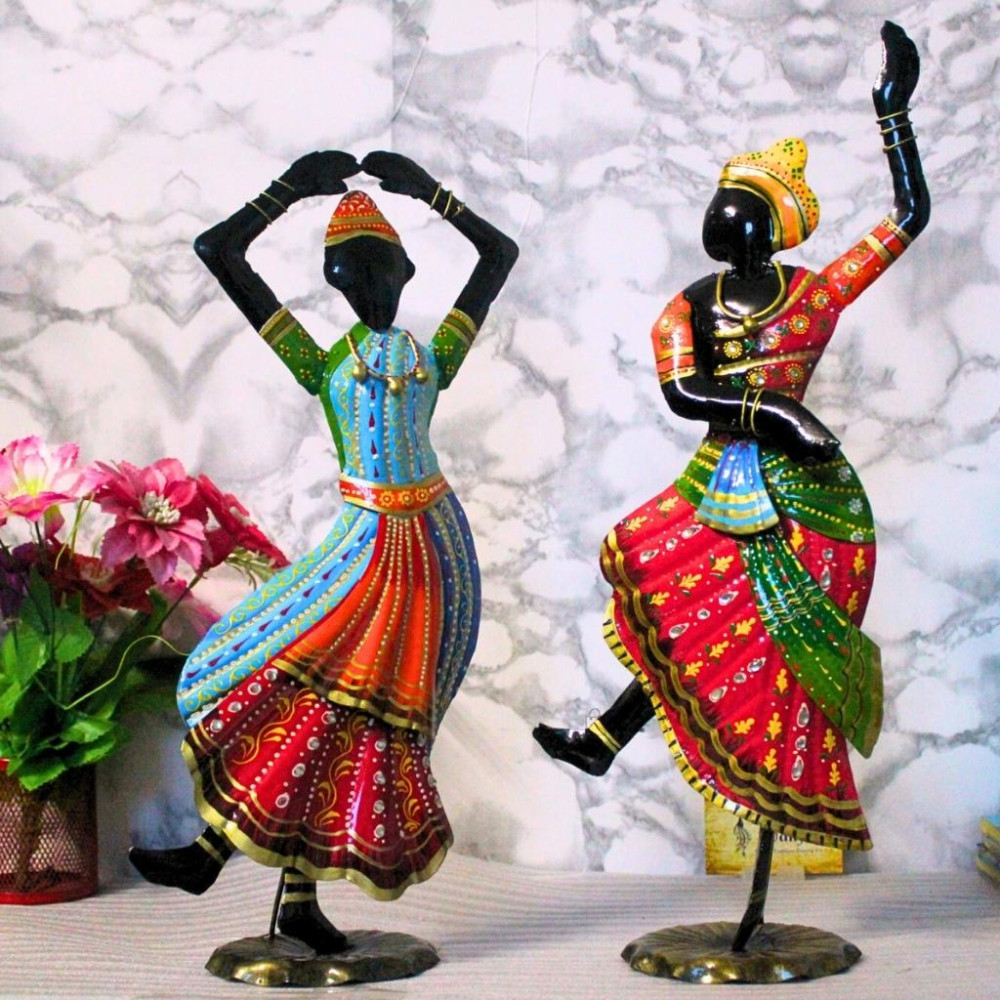 Kathak Dancing Dolls Figurine Set Of 2 - 1