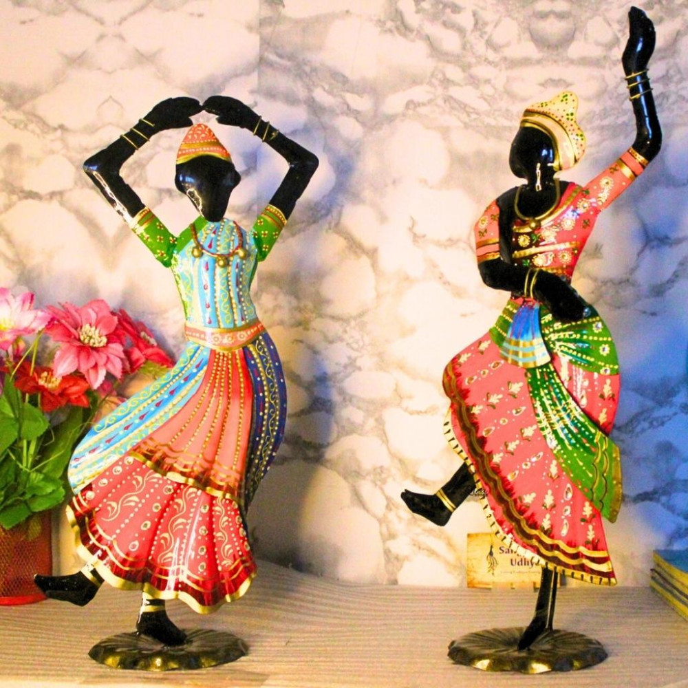 Kathak Dancing Dolls Figurine Set Of 2 - 3
