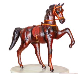 Leather Handicraft Trotting Horse - 18 Inch