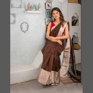 Linen By Linen 100 Count Brown Saree