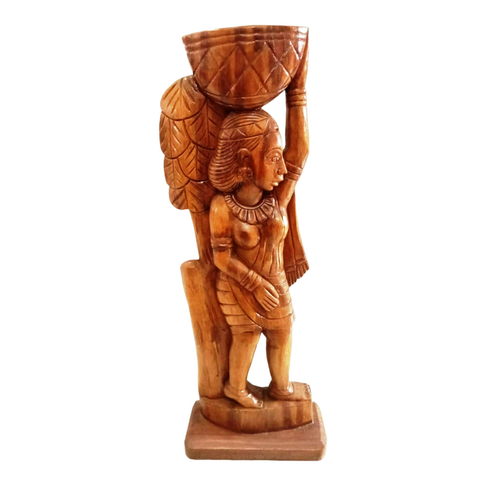 Madini Carrying a Pot on her Head Wooden Craft (1)