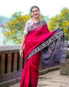 Maroon Kumbha Pasapali Border Khandua Cotton Saree