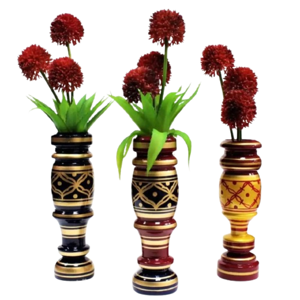 Maroon & Yellow Colour Flower Pot set of 2 - 0