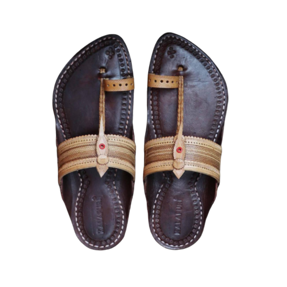 Men - Gold & Brown Chappal