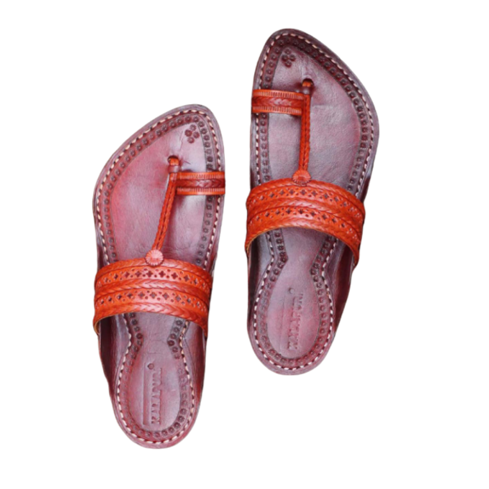 Men - Orange & Brown Chappal (I)