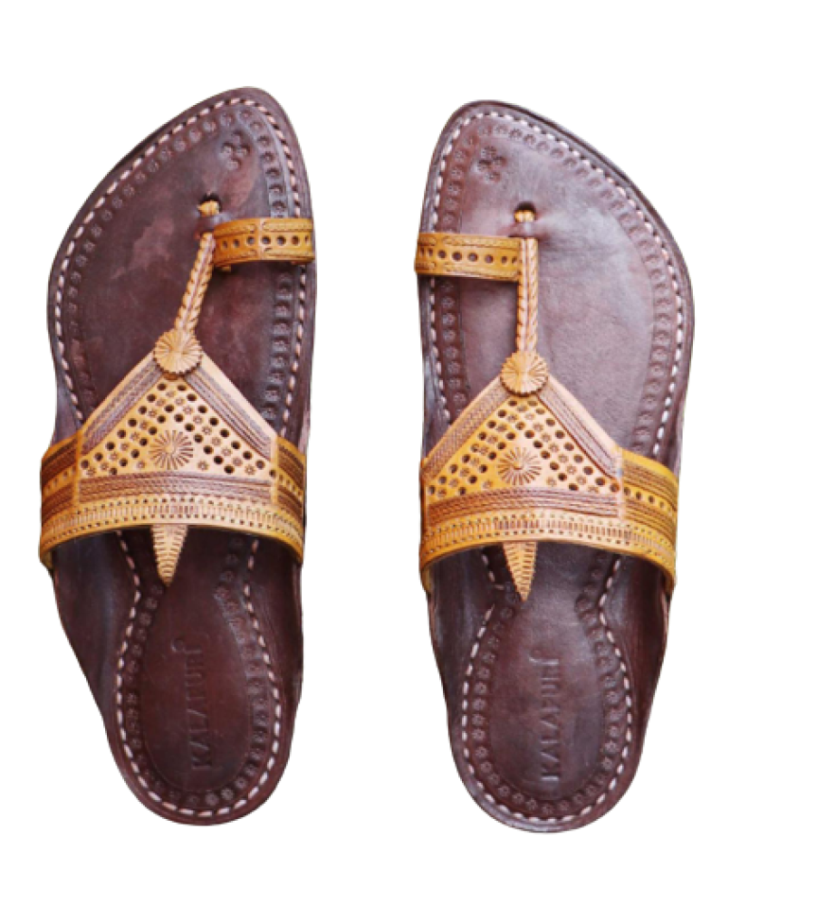 Men - Yellow & Brown Chappal (I)