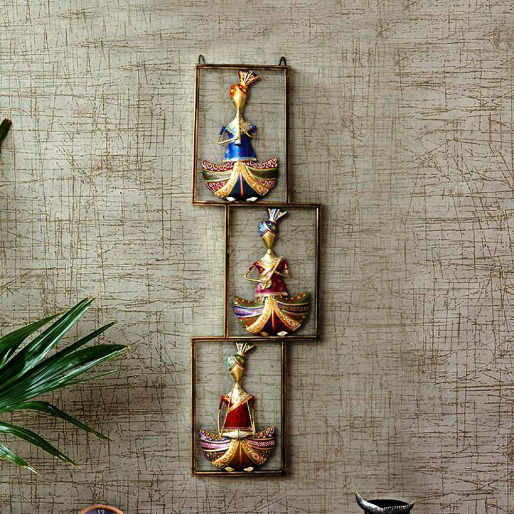 Metal Musician 3 Men Sitting Wall Art In Vertical - Small