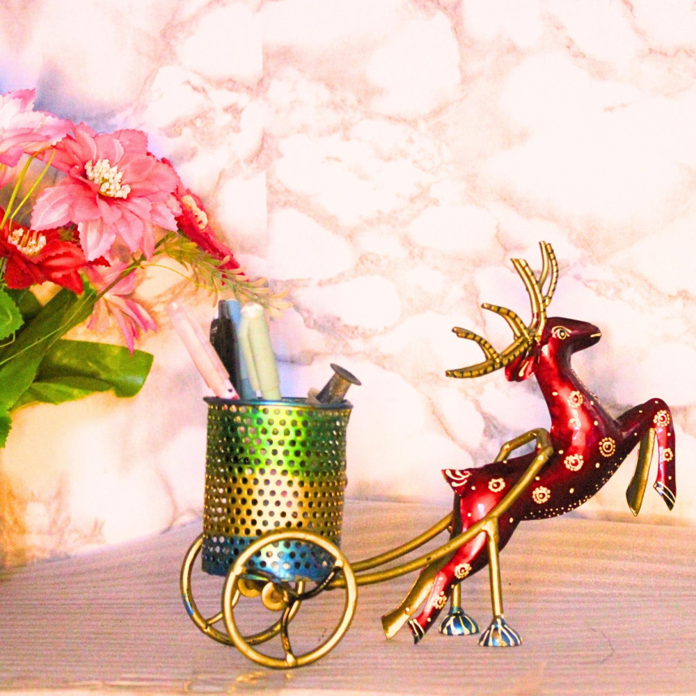 Metal Painted Deer Pen Stand - 0