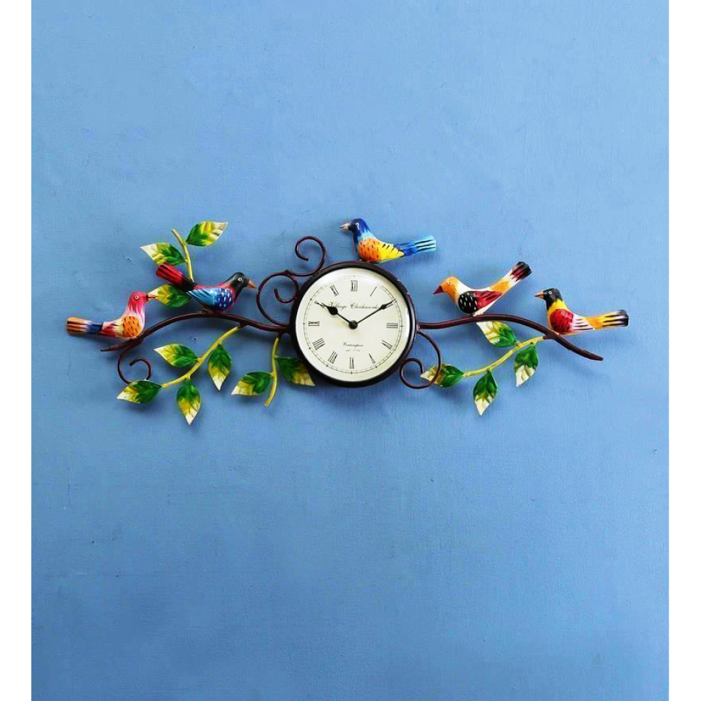 Metal Sparrow Wall Art Clock