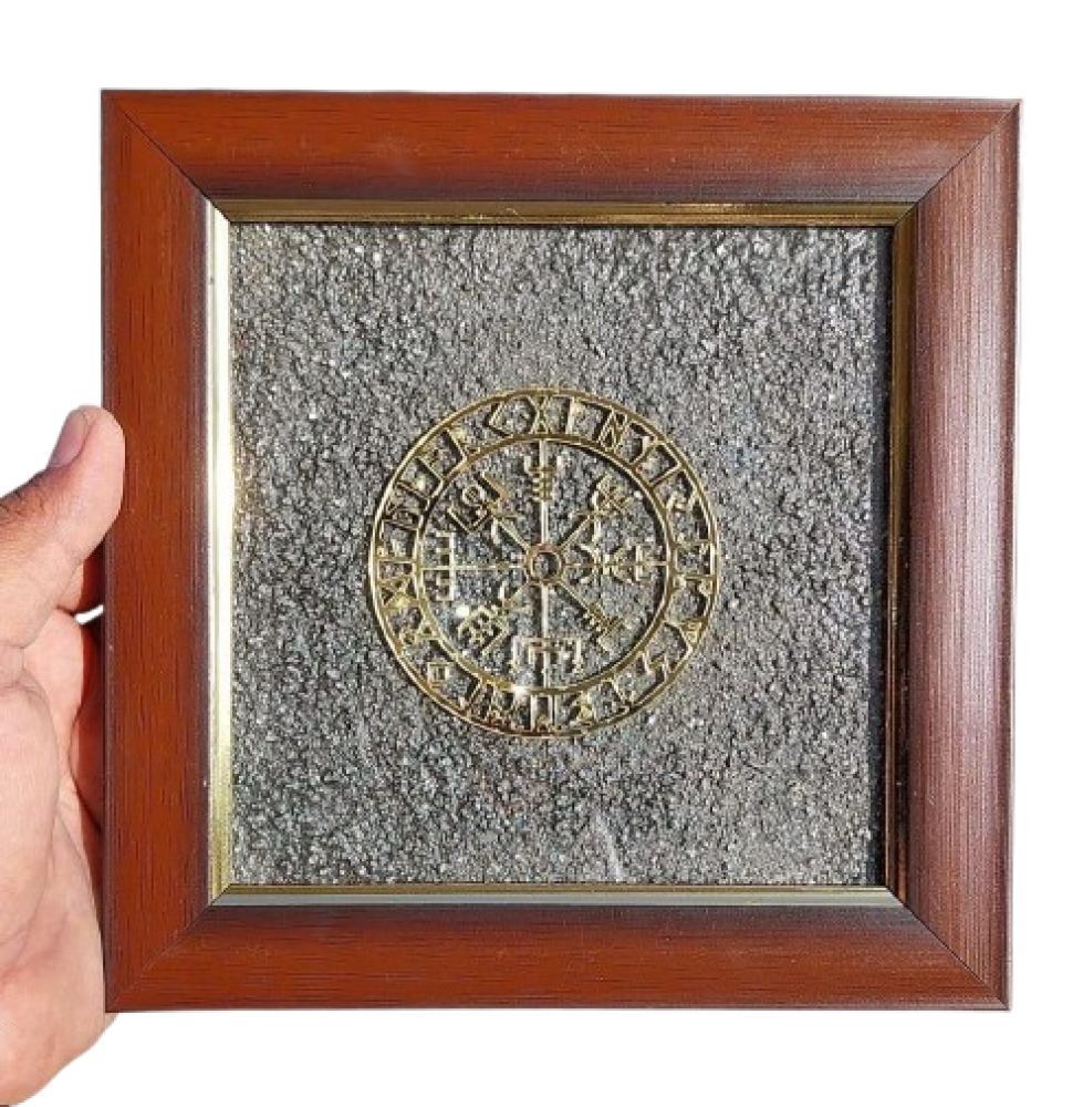 Money magnet pyrite dust plat with wooden frame