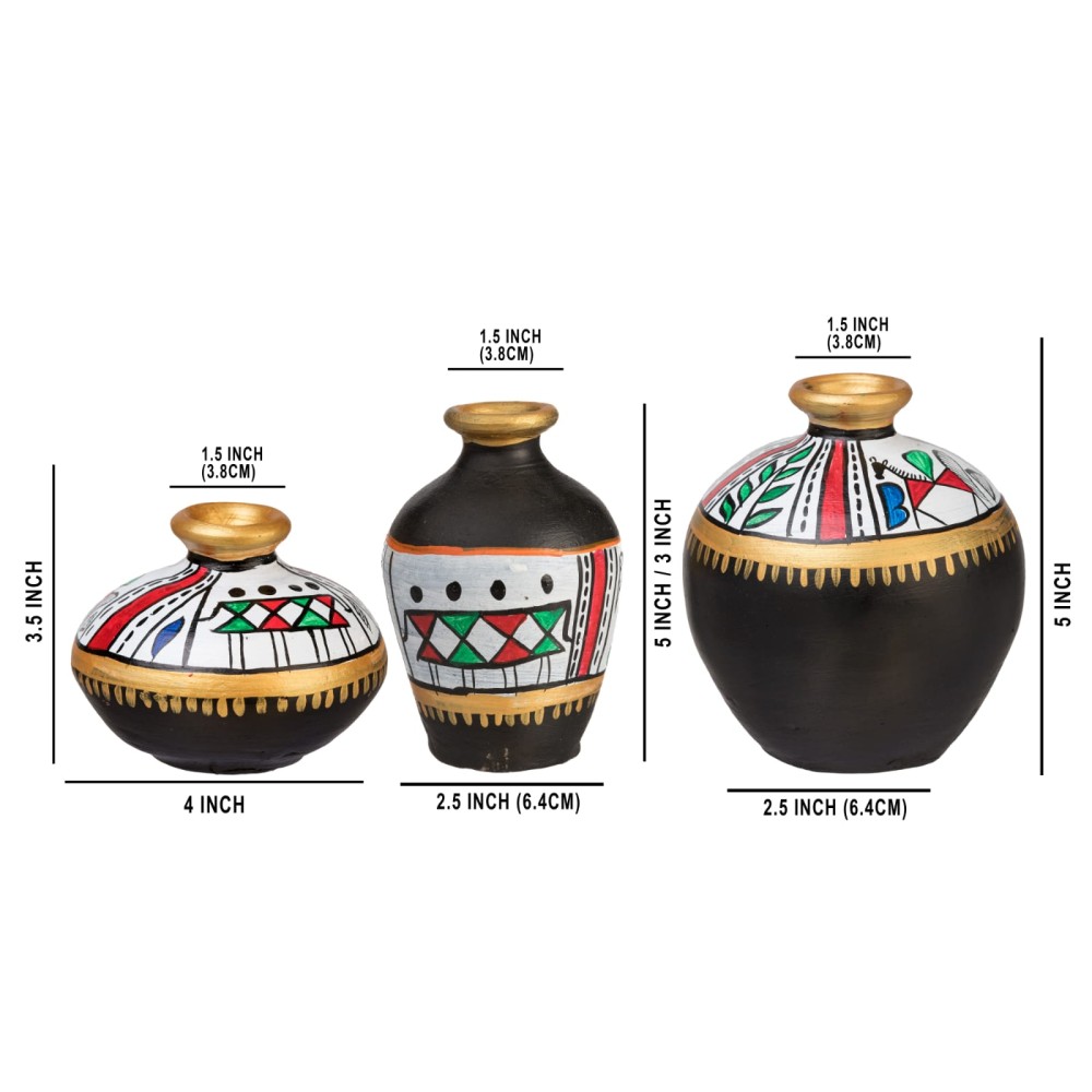 Multi-Colour Terracota Vase set of 3 - 0