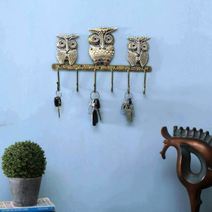 Multicolour 3 Owl With 6 Key Holder Wall Hanger