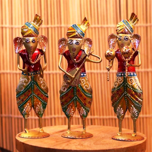 Multicolour Ganesha Set Of 3 Mini