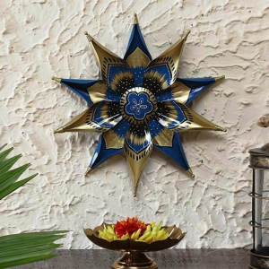 Multicolour Iron Blue Flower Wall Décor