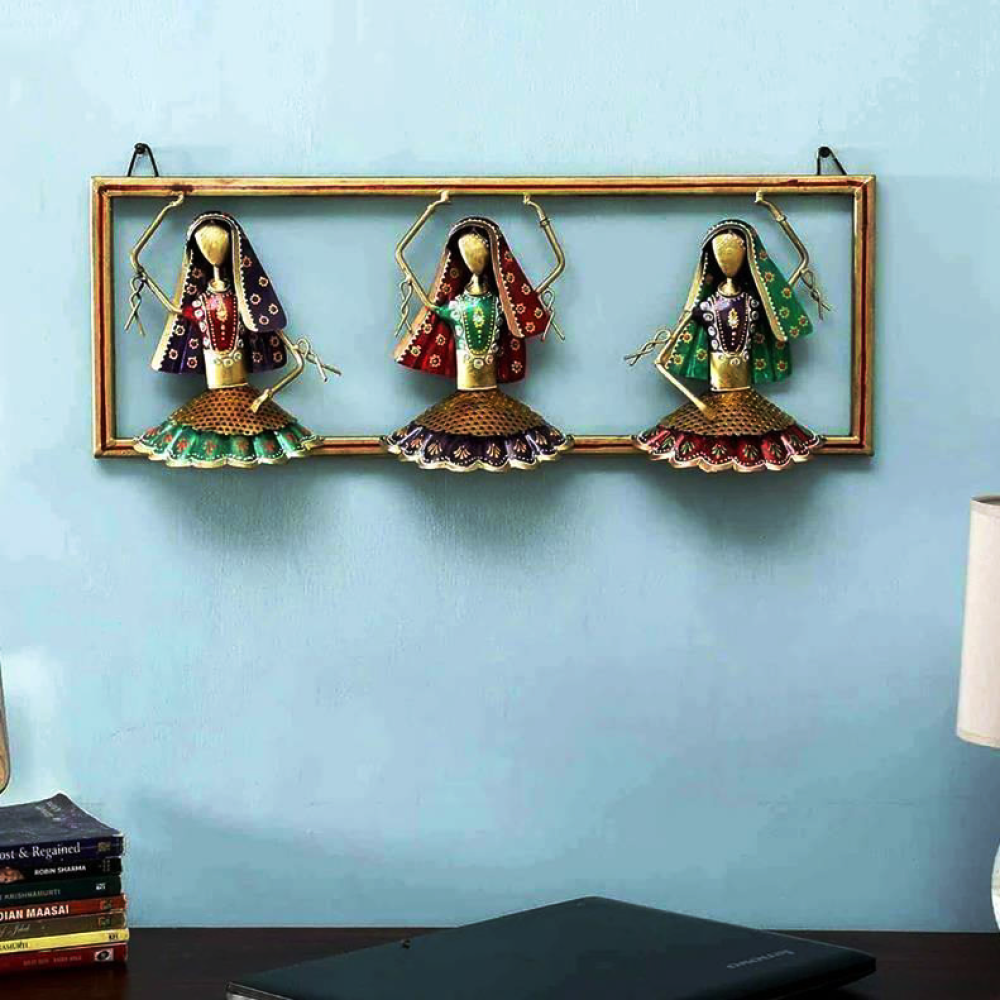 Multicolour Iron Painted Dancing Doll Wall Art