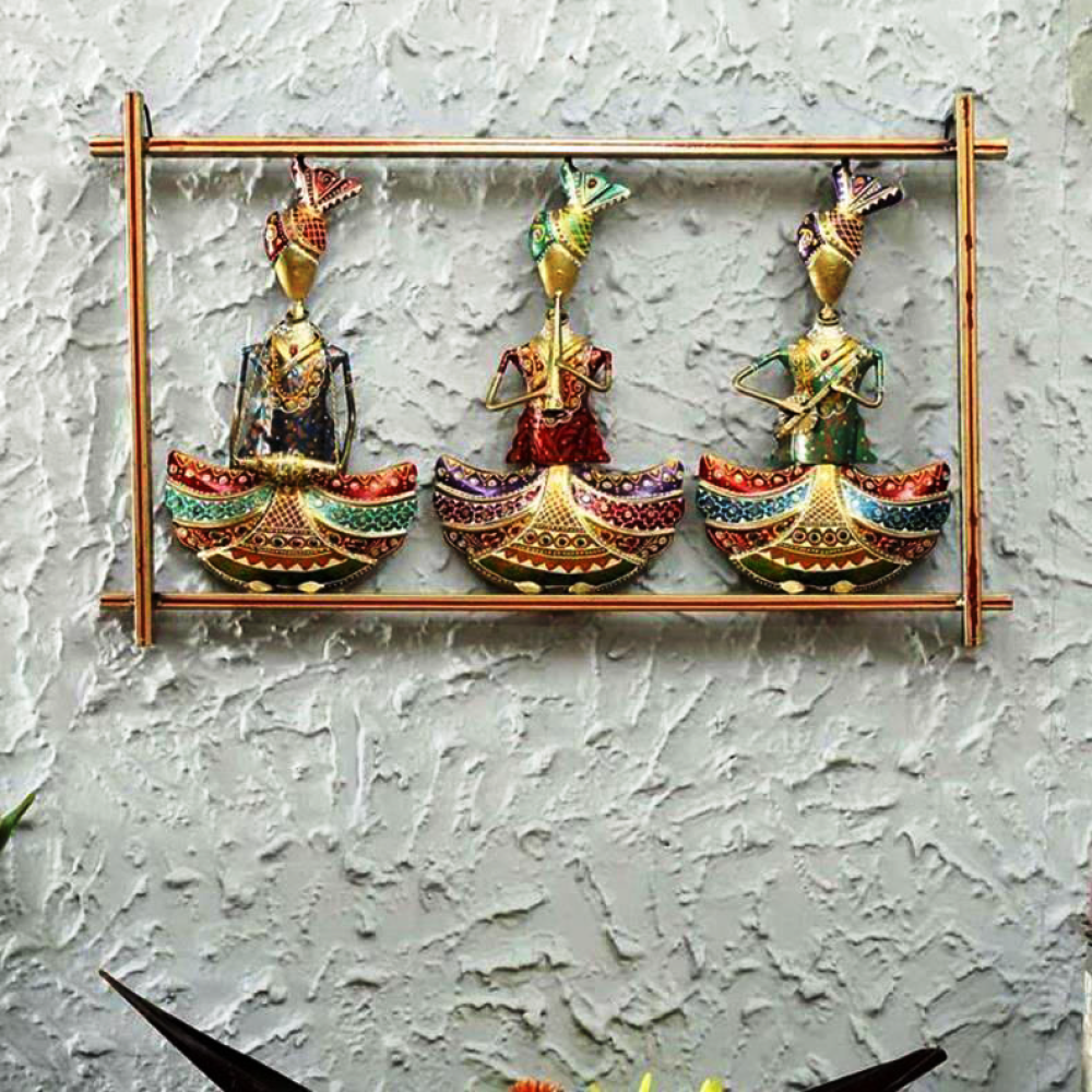 Multicolour Men Sitting Musicians Wall Art