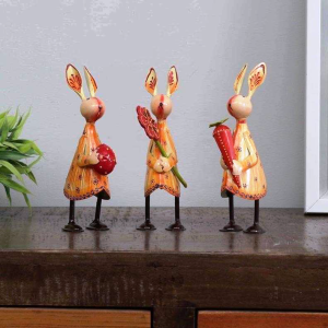 Multicolour Rabbit Figurine Set Of 3